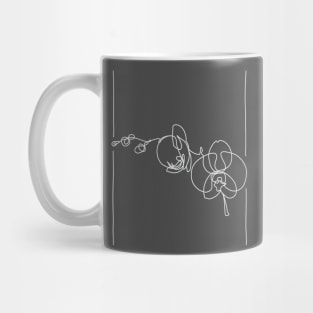 Orchid Flowers Line Drawing - White Mug